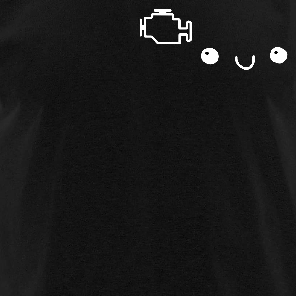 T-Shirt Motorkontrollleuchte Closeup Schwarz