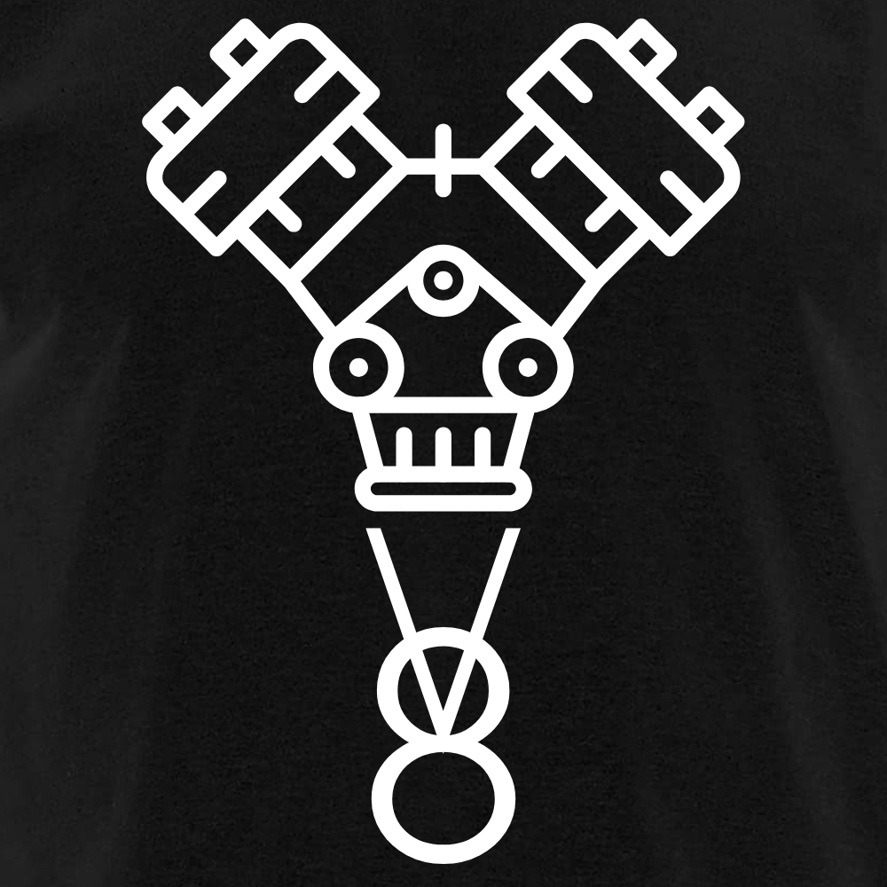 T-Shirt V8 Motor Closeup Schwarz