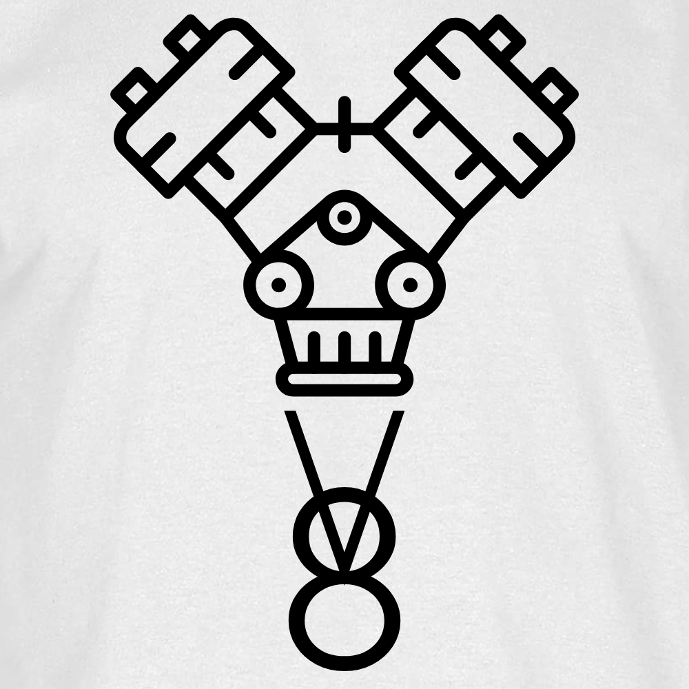 T-Shirt V8 Motor Closeup Weiß